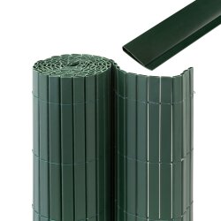JAROLIFT PVC Sichtschutzmatte / Sichtschutzzaun PREMIUM | 140 x 600 cm (2 x 3 m) | grün | inkl. Abdeckprofile