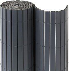 JAROLIFT PVC Sichtschutzmatte / Sichtschutzzaun PREMIUM | 140 x 300 cm | grau | ohne Abdeckprofile