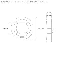 JAROLIFT Gurtscheibe für 60 mm Rollladenwelle 170 mm