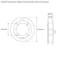 JAROLIFT Gurtscheibe für 60 mm Rollladenwelle 190 mm